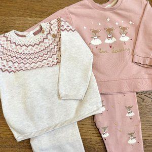 2 Sets of 12M Baby Girl Sweater Matching Sets